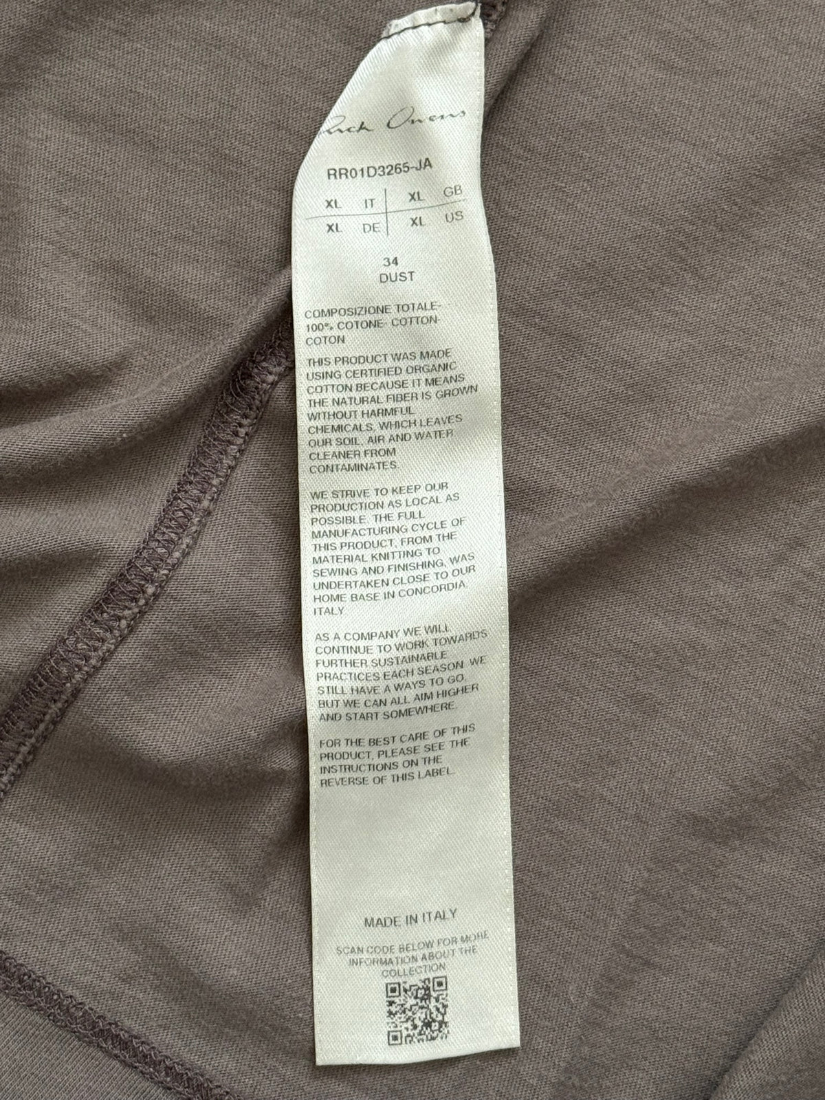 SS24 Rick Owens Mainline "Lido" Dust Cropped Level T Shirt