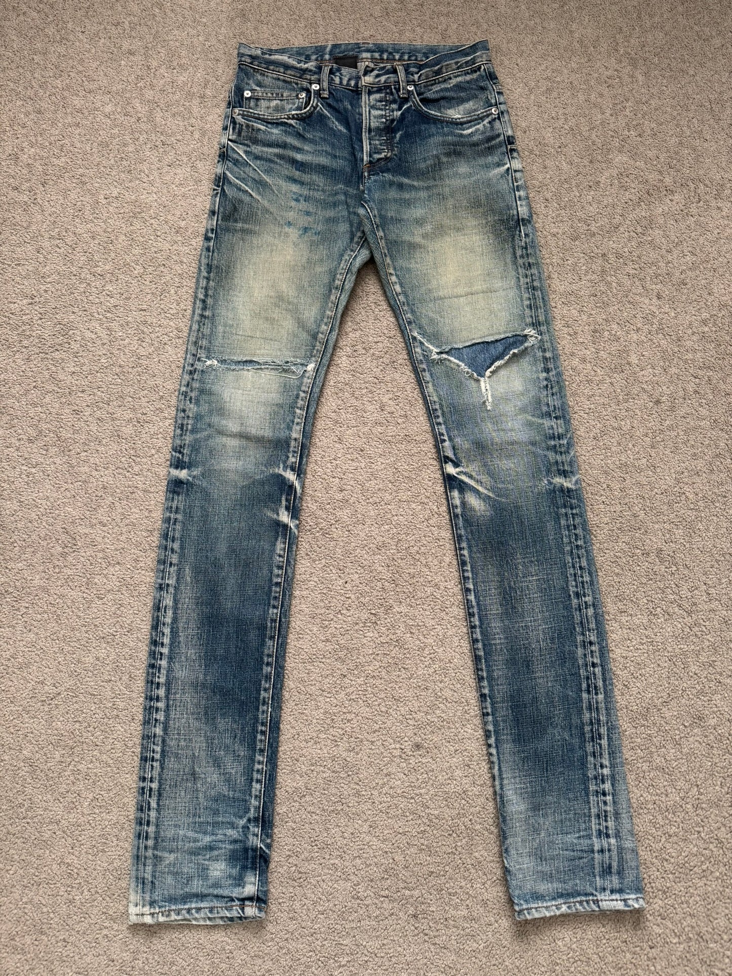 SS10 Dior Homme by Kris Van Assche "Fuel To Fire" Distressed Denim Jeans