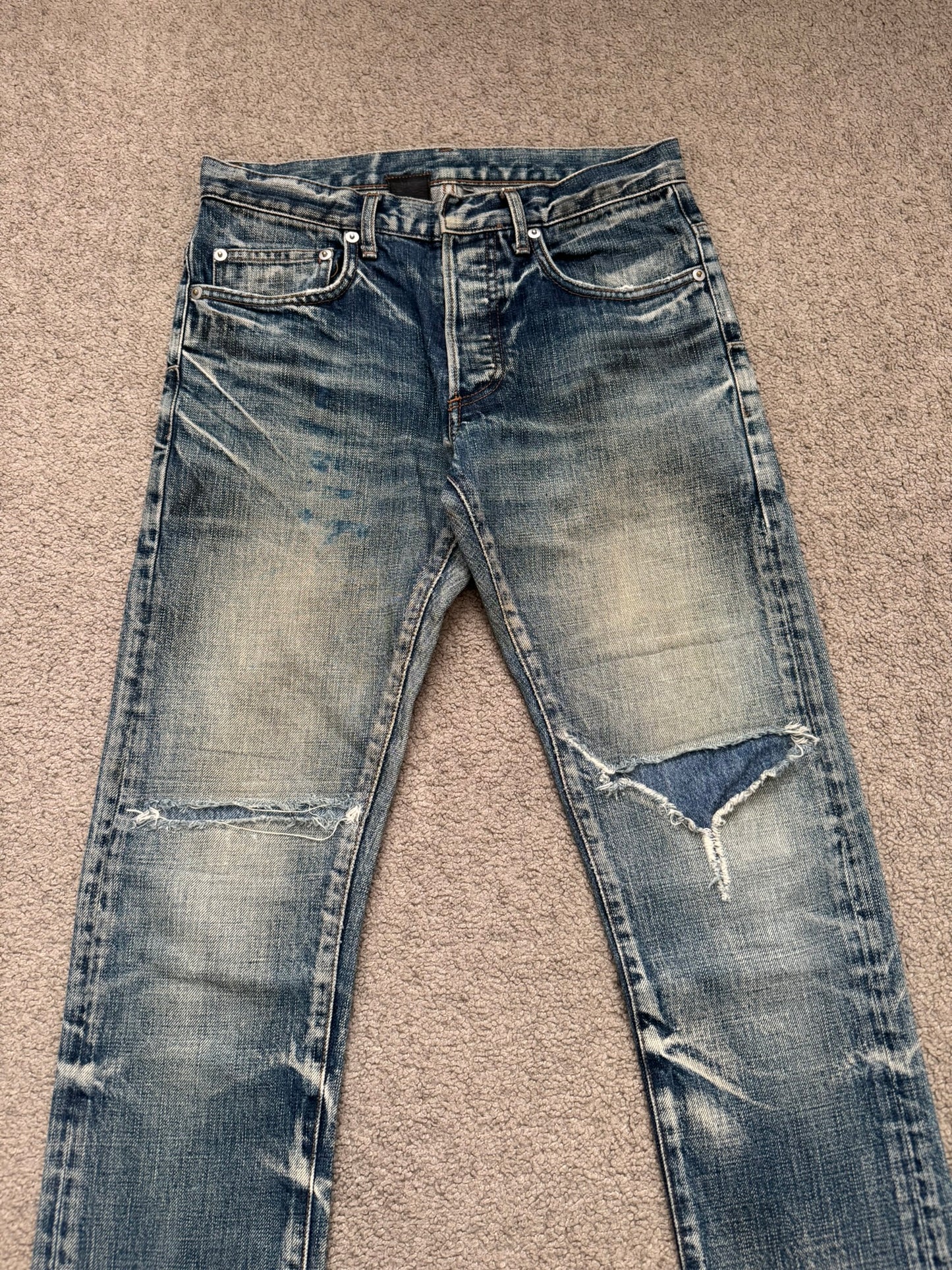 SS10 Dior Homme by Kris Van Assche "Fuel To Fire" Distressed Denim Jeans
