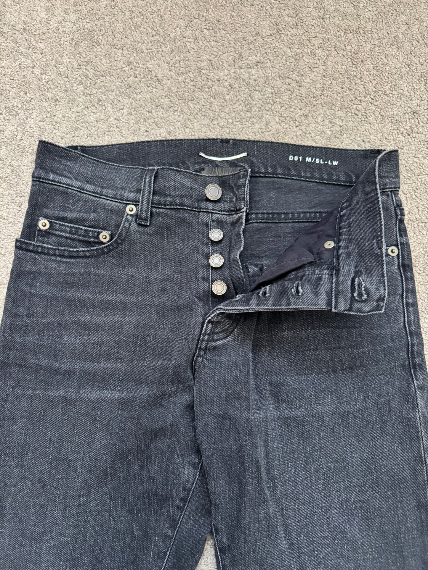 FW15 Saint Laurent by Hedi Slimane Black Washed D01 Denim Jeans