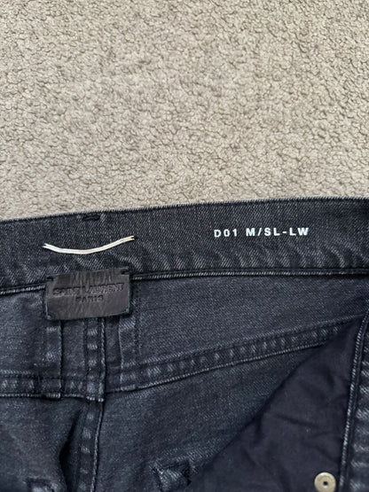 FW15 Saint Laurent by Hedi Slimane Black Washed D01 Denim Jeans