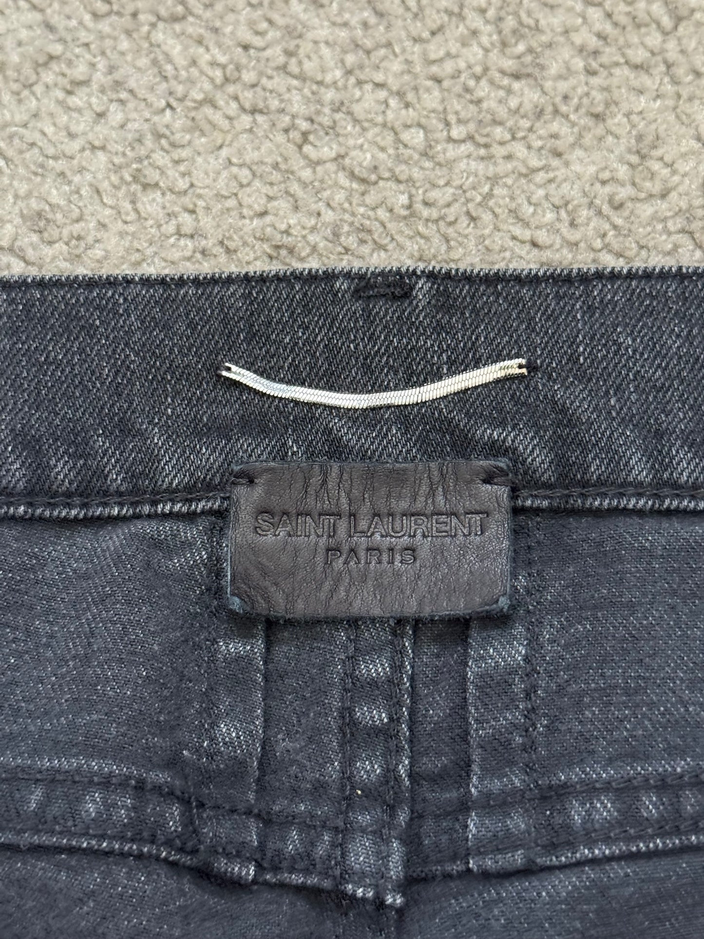 FW15 Saint Laurent by Hedi Slimane Black Washed D01 Denim Jeans