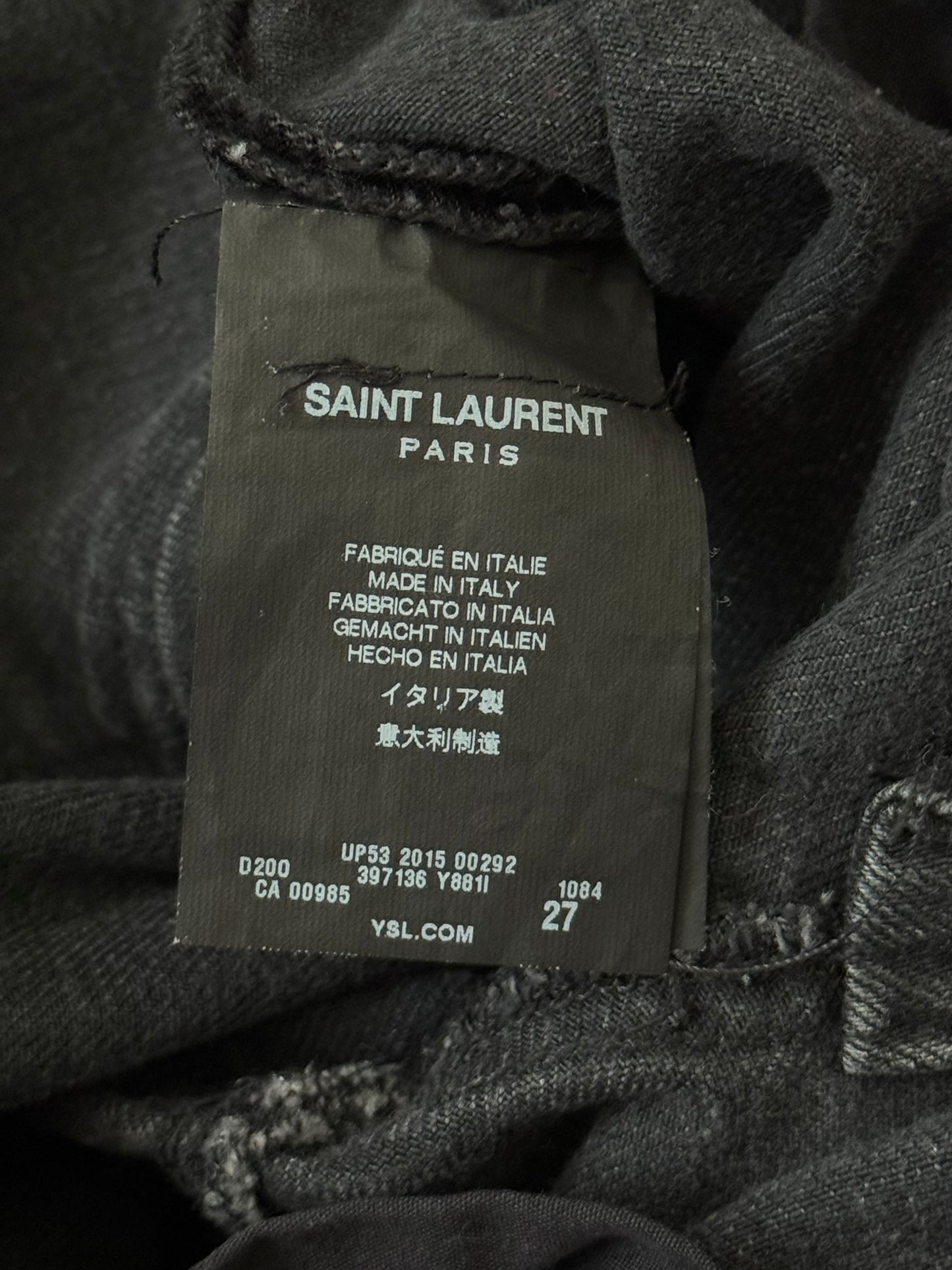 FW15 Saint Laurent by Hedi Slimane Black Washed D01 Denim Jeans