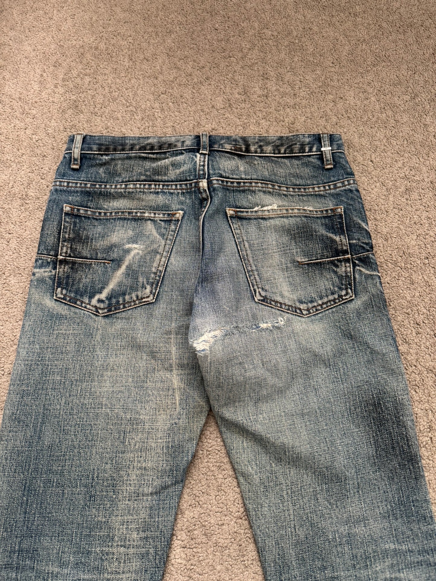 SS10 Dior Homme by Kris Van Assche "Fuel To Fire" Distressed Denim Jeans