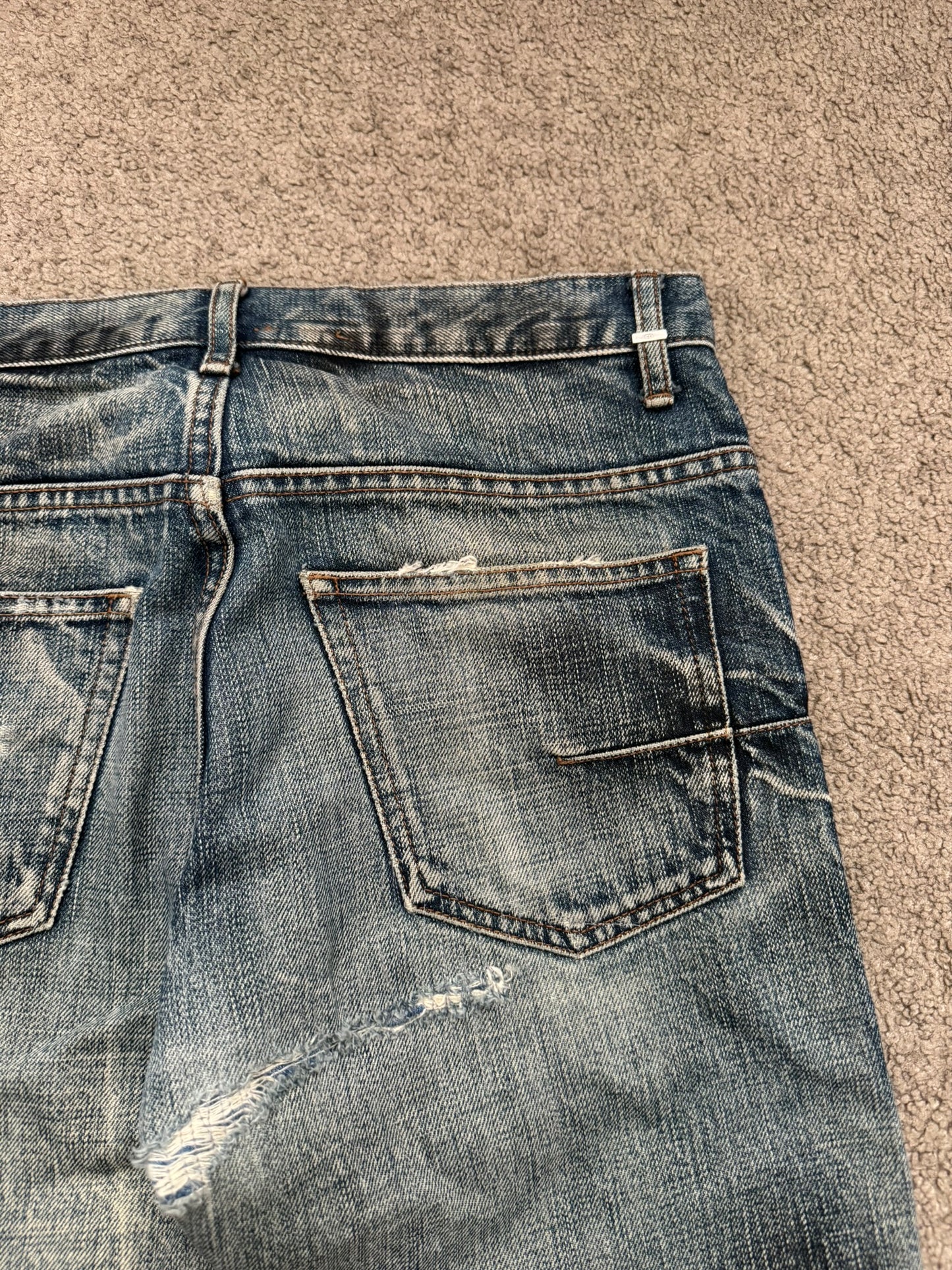 SS10 Dior Homme by Kris Van Assche "Fuel To Fire" Distressed Denim Jeans