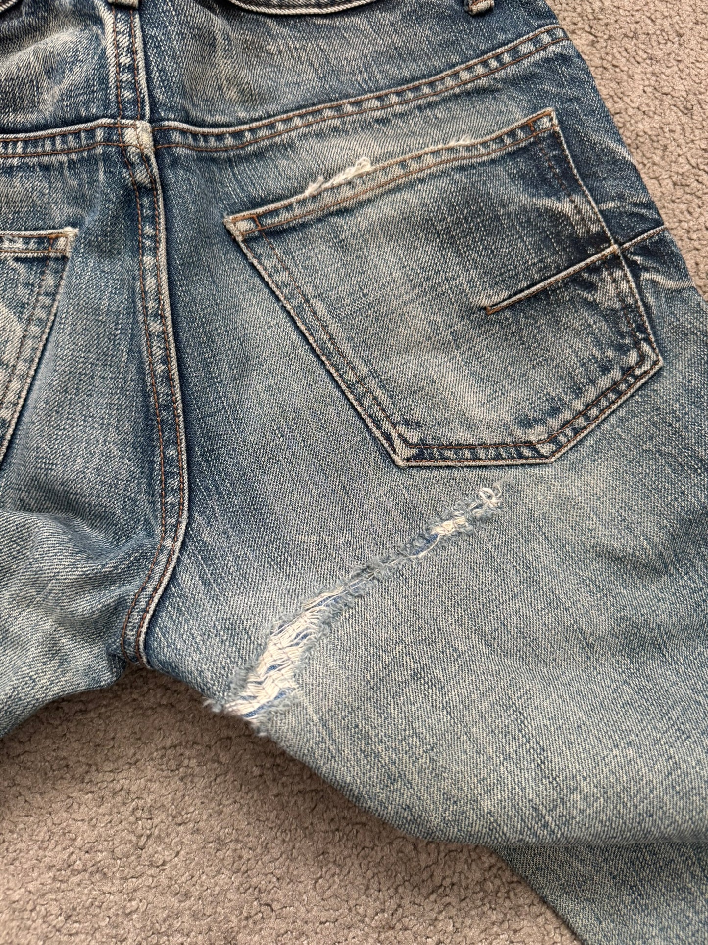 SS10 Dior Homme by Kris Van Assche "Fuel To Fire" Distressed Denim Jeans