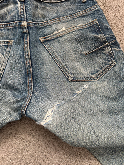 SS10 Dior Homme by Kris Van Assche "Fuel To Fire" Distressed Denim Jeans