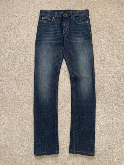 FW13 Saint Laurent by Hedi Slimane Dirty Blue D02 Denim Jeans