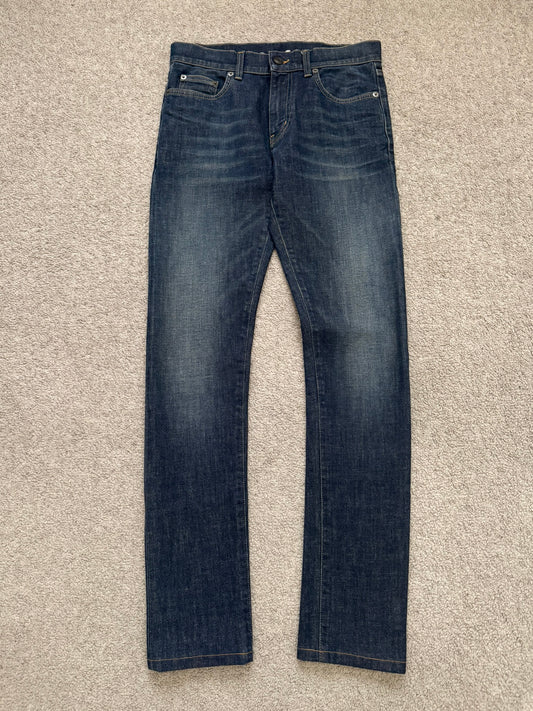 FW13 Saint Laurent by Hedi Slimane Dirty Blue D02 Denim Jeans