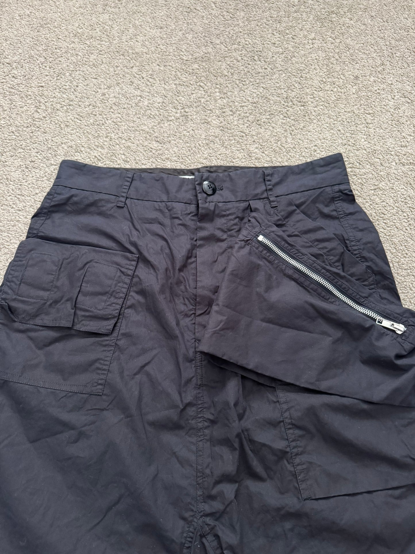 SS15 Rick Owens Mainline "Faun" Black Memphis Cargo Pods Shorts