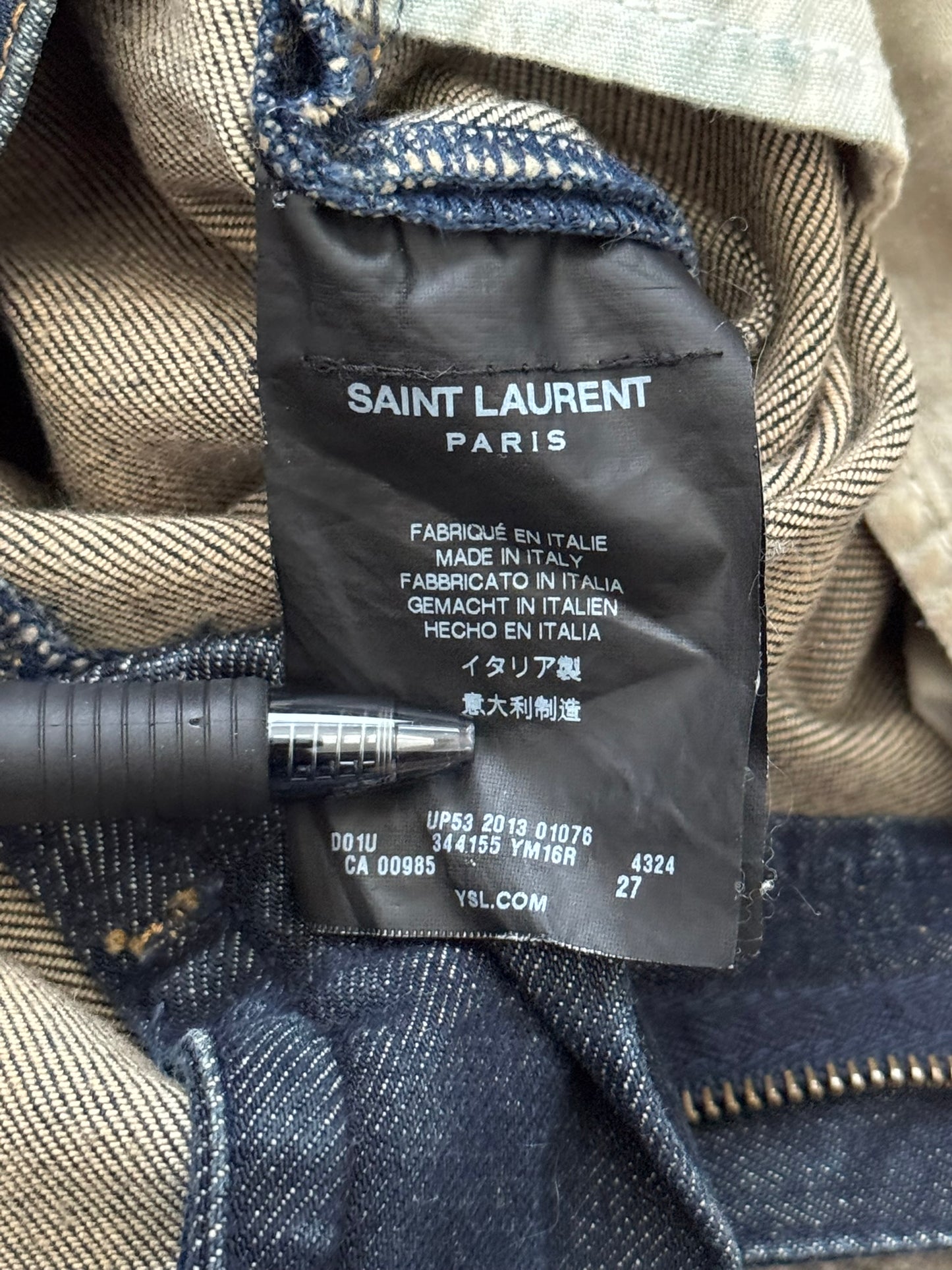 FW13 Saint Laurent by Hedi Slimane Dirty Blue D02 Denim Jeans