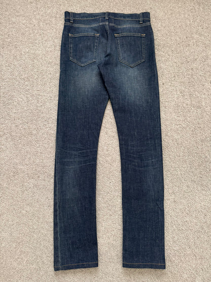 FW13 Saint Laurent by Hedi Slimane Dirty Blue D02 Denim Jeans