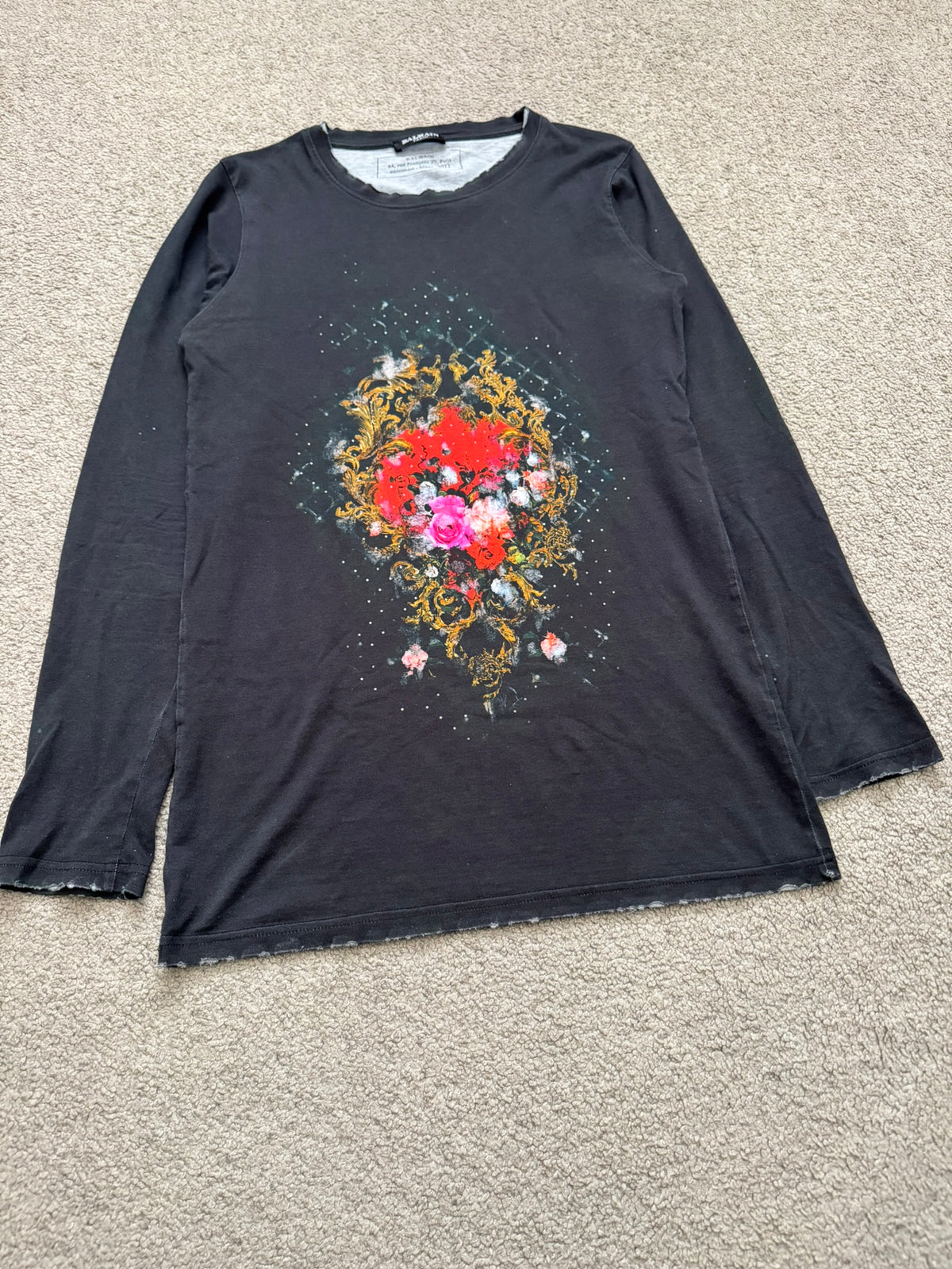 FW12 Balmain by Olivier Rousteing Floral Long Sleeve T Shirt