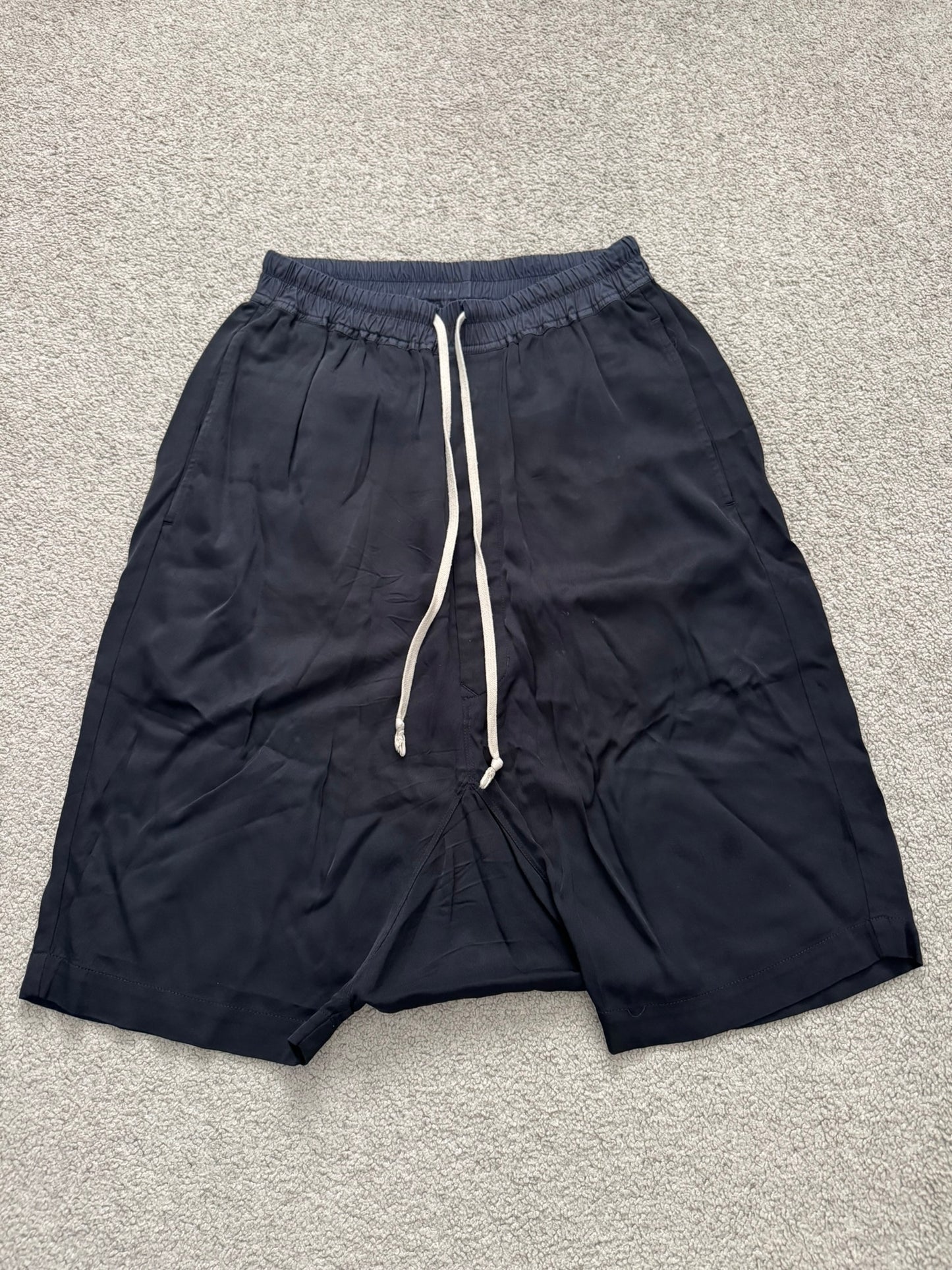 SS16 Rick Owens Mainline "Cyclops" Black Viscose Pods Shorts