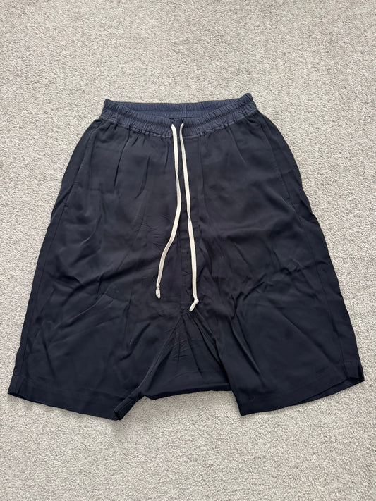 SS16 Rick Owens Mainline "Cyclops" Black Viscose Pods Shorts