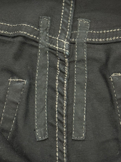 2000s Rick Owens DRKSHDW Black Waxed Torrance Cut Denim Jeans