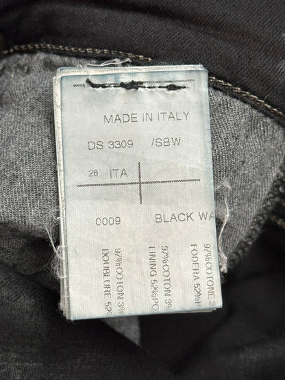 2000s Rick Owens DRKSHDW Black Waxed Torrance Cut Denim Jeans