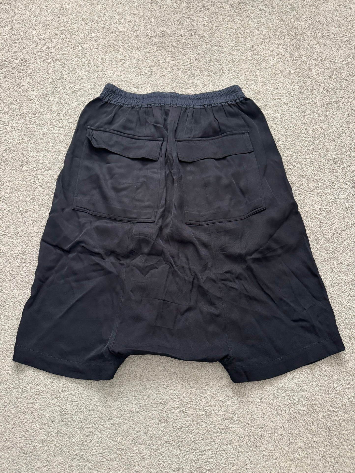 SS16 Rick Owens Mainline "Cyclops" Black Viscose Pods Shorts