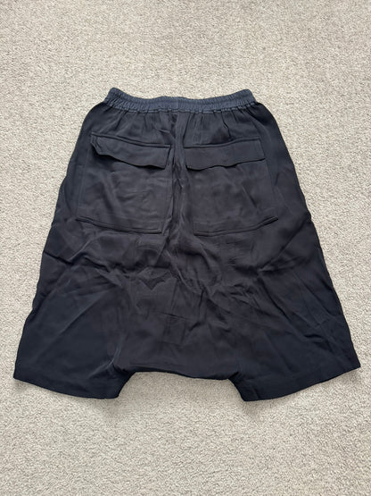 SS16 Rick Owens Mainline "Cyclops" Black Viscose Pods Shorts