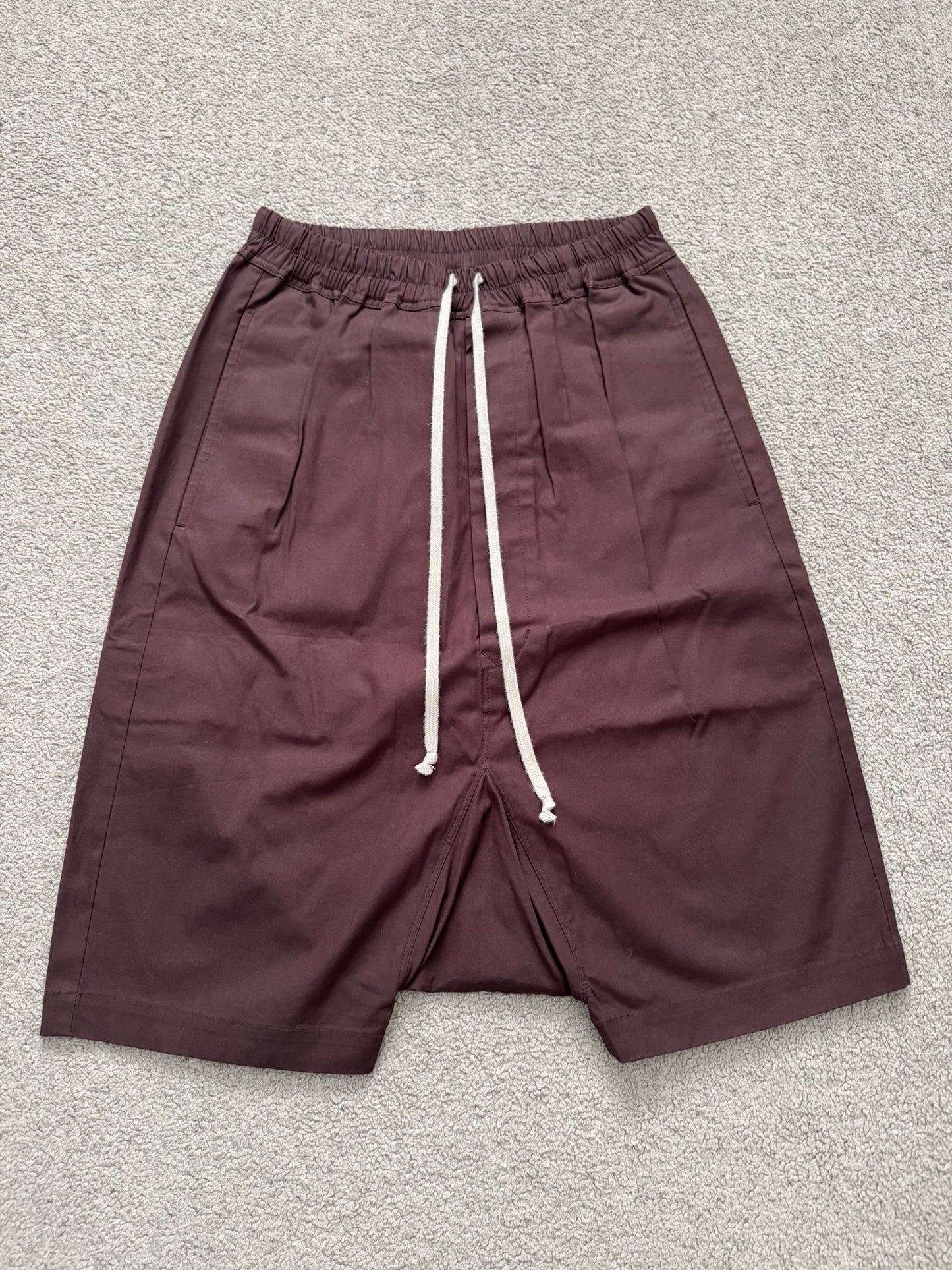 FW16 Rick Owens Mainline "Mastodon" Burgundy Pods Shorts