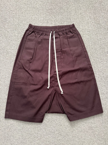FW16 Rick Owens Mainline "Mastodon" Burgundy Pods Shorts