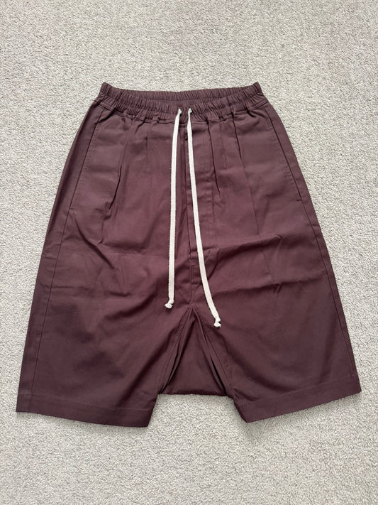 FW16 Rick Owens Mainline "Mastodon" Burgundy Pods Shorts
