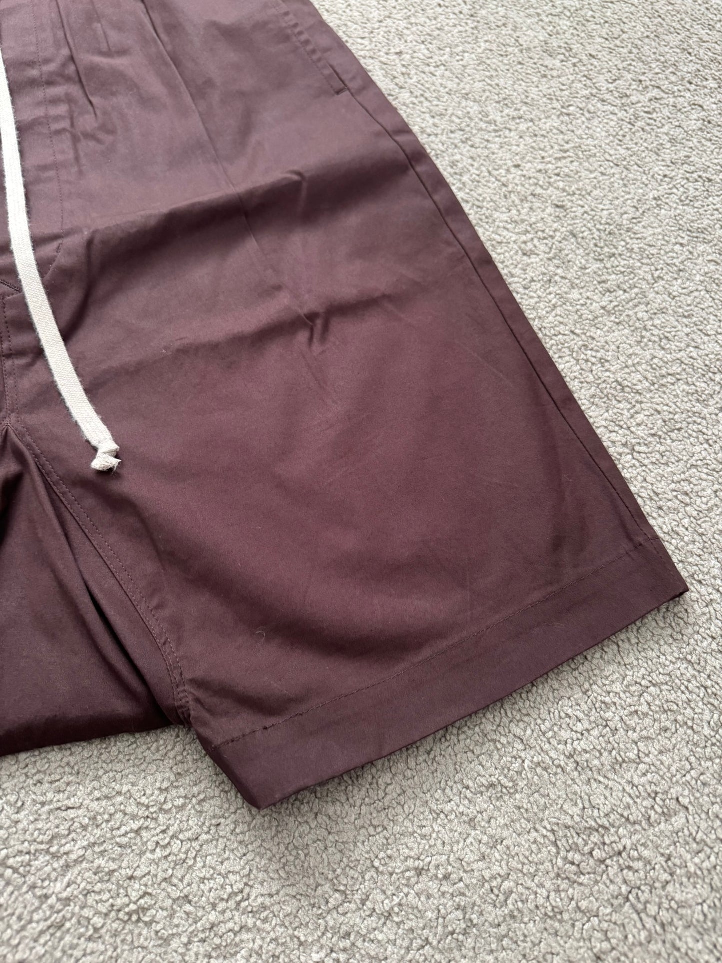 FW16 Rick Owens Mainline "Mastodon" Burgundy Pods Shorts