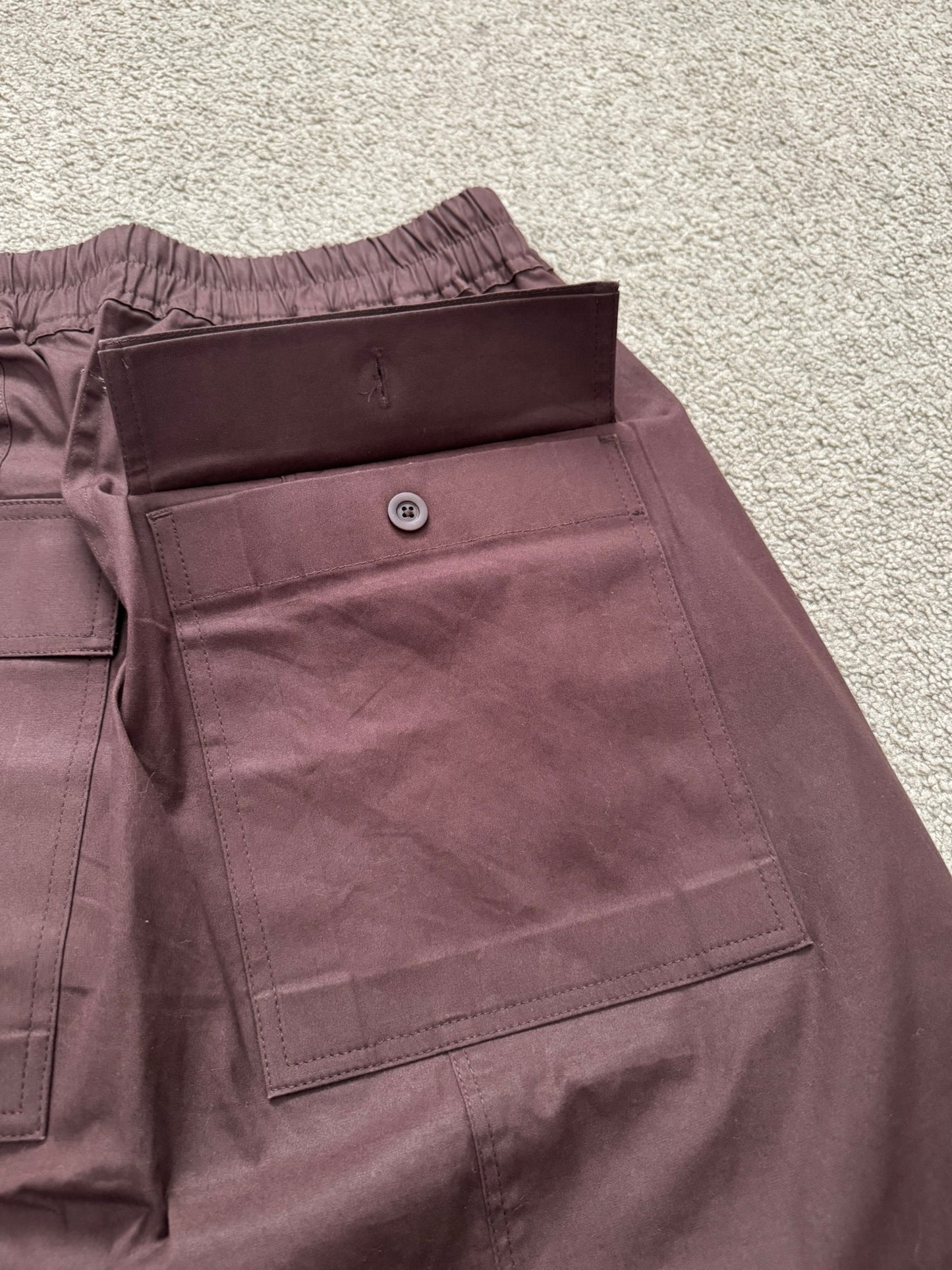 FW16 Rick Owens Mainline "Mastodon" Burgundy Pods Shorts