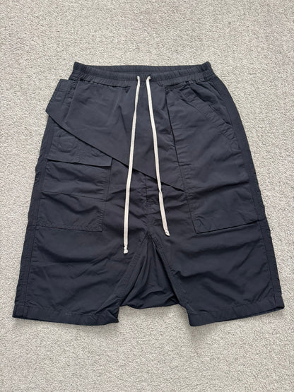 SS16 Rick Owens DRKSHDW Black Nylon Memphis Cargo Pods Shorts