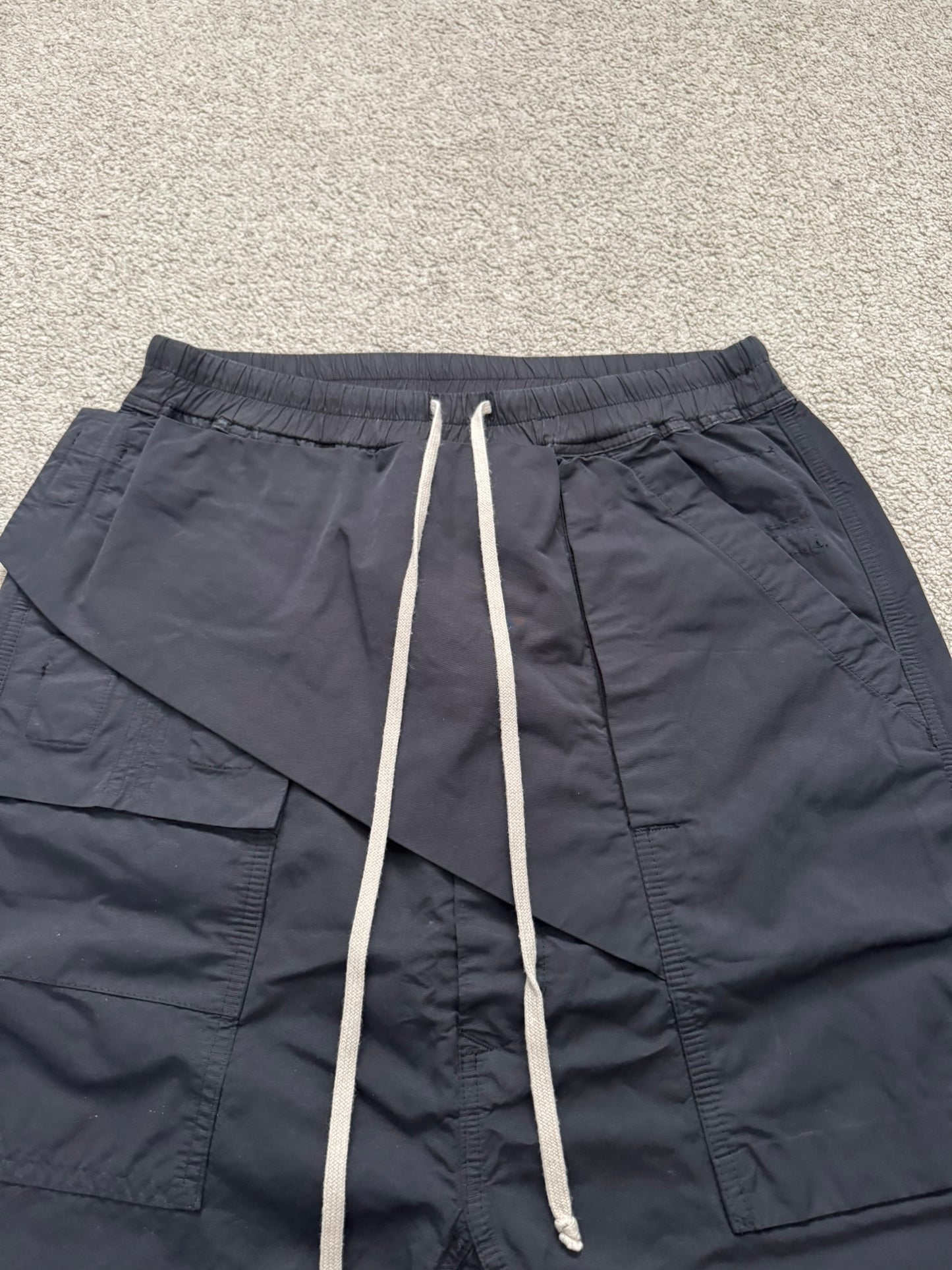 SS16 Rick Owens DRKSHDW Black Nylon Memphis Cargo Pods Shorts
