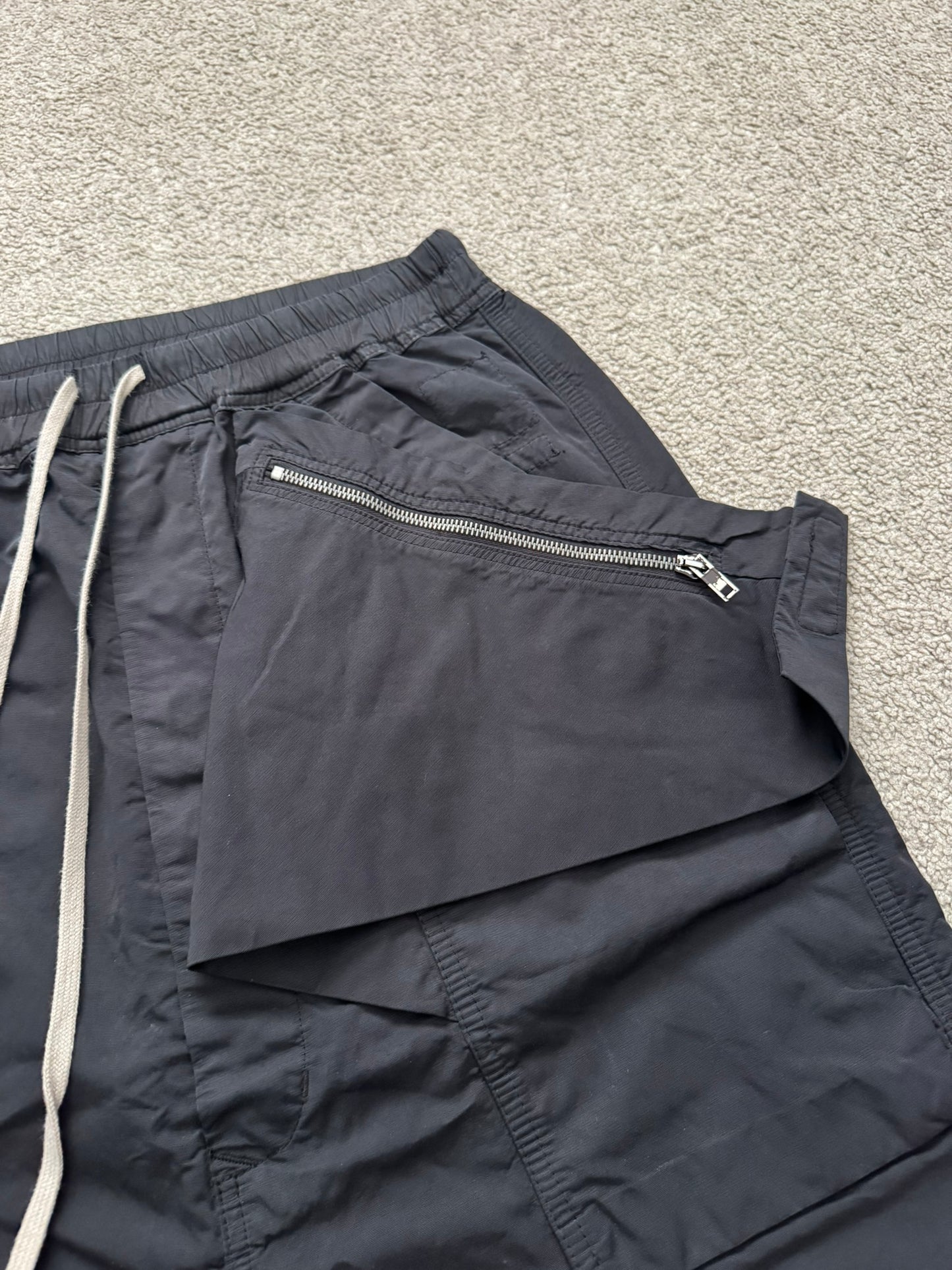 SS16 Rick Owens DRKSHDW Black Nylon Memphis Cargo Pods Shorts