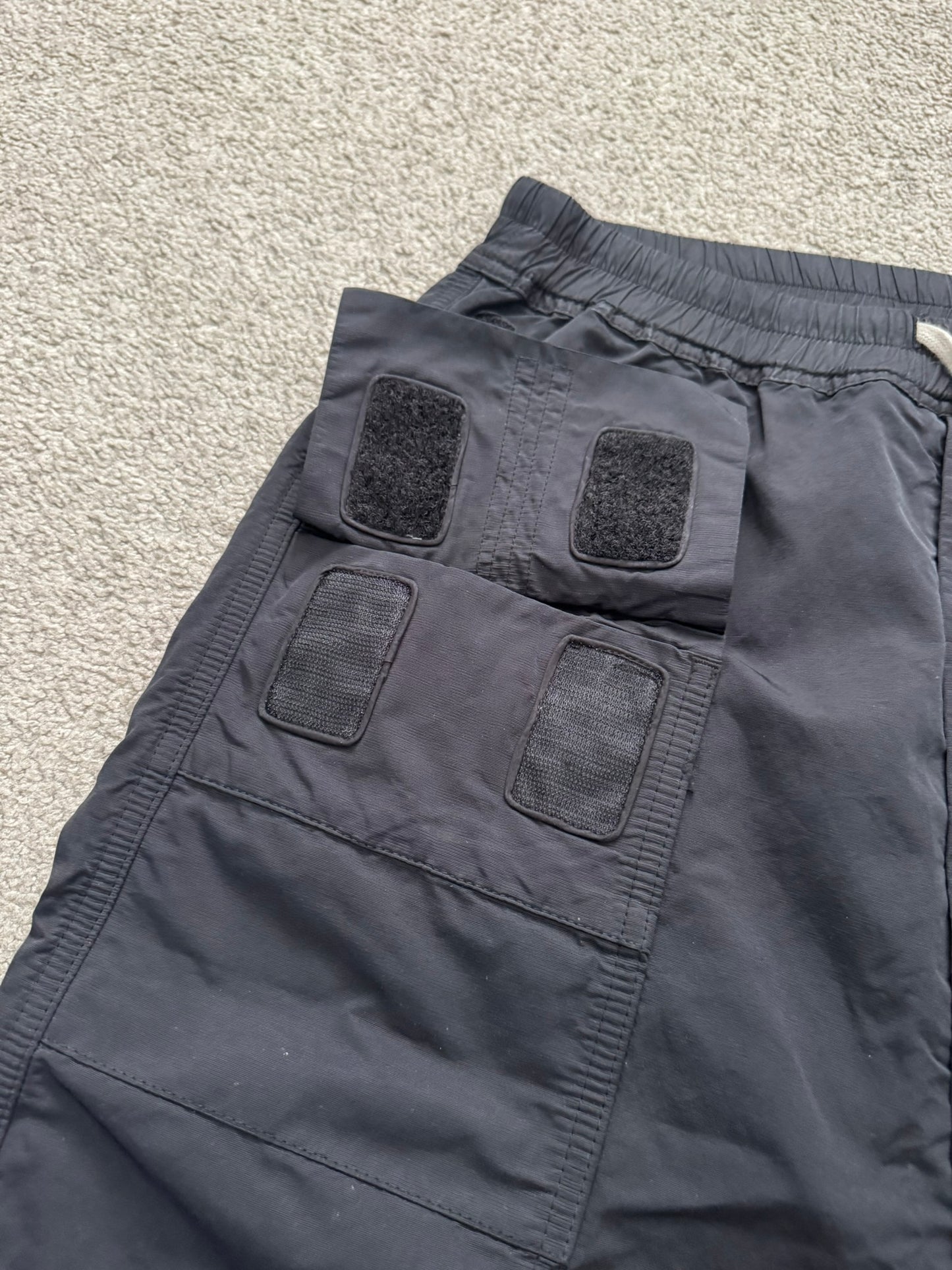SS16 Rick Owens DRKSHDW Black Nylon Memphis Cargo Pods Shorts