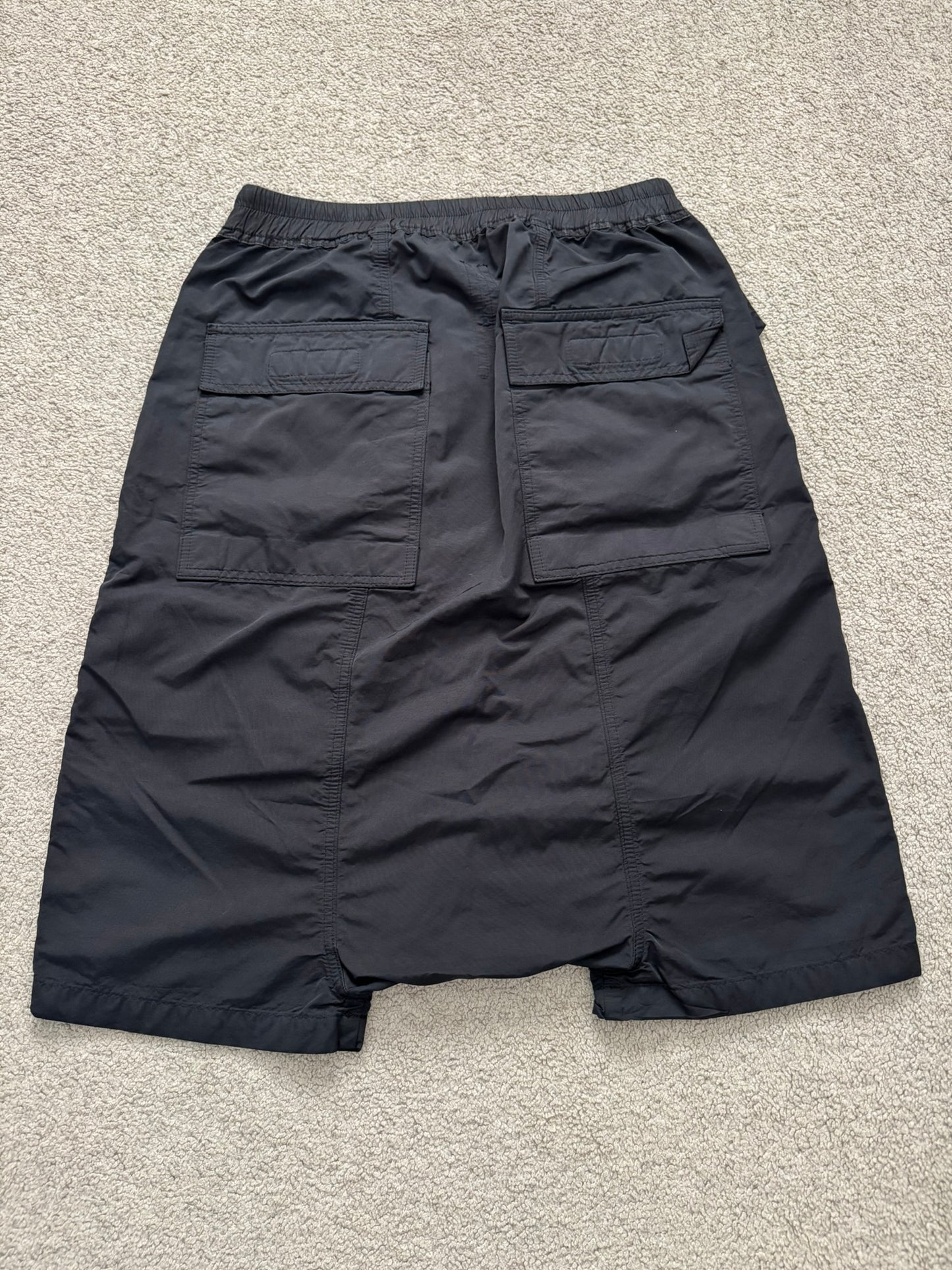 SS16 Rick Owens DRKSHDW Black Nylon Memphis Cargo Pods Shorts