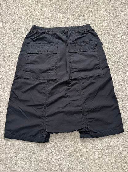SS16 Rick Owens DRKSHDW Black Nylon Memphis Cargo Pods Shorts