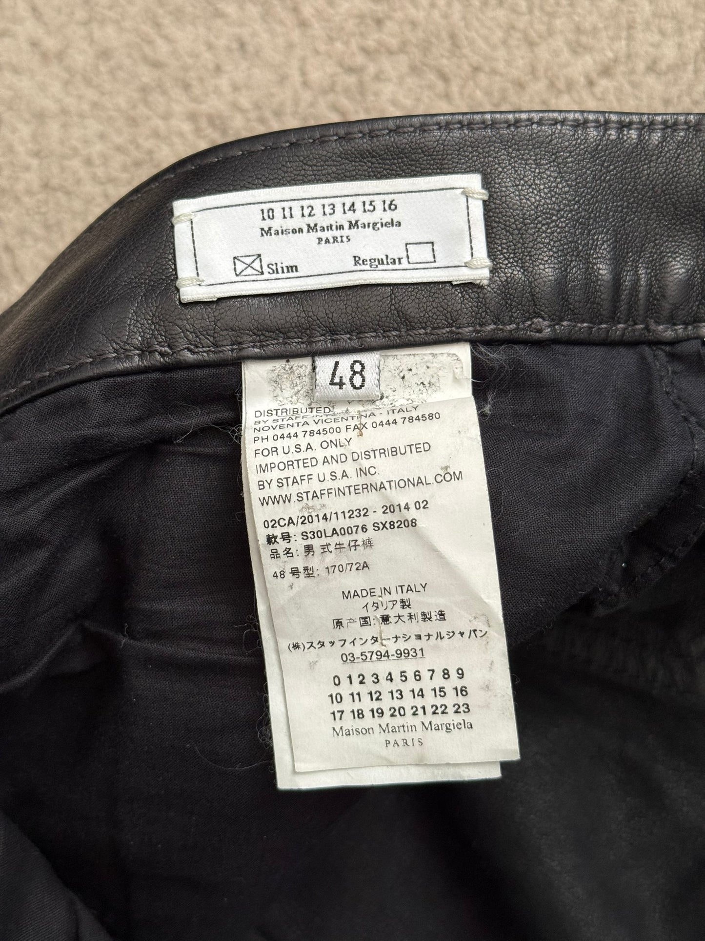 FW14 Maison Margiela Slim Lambskin Leather Jeans