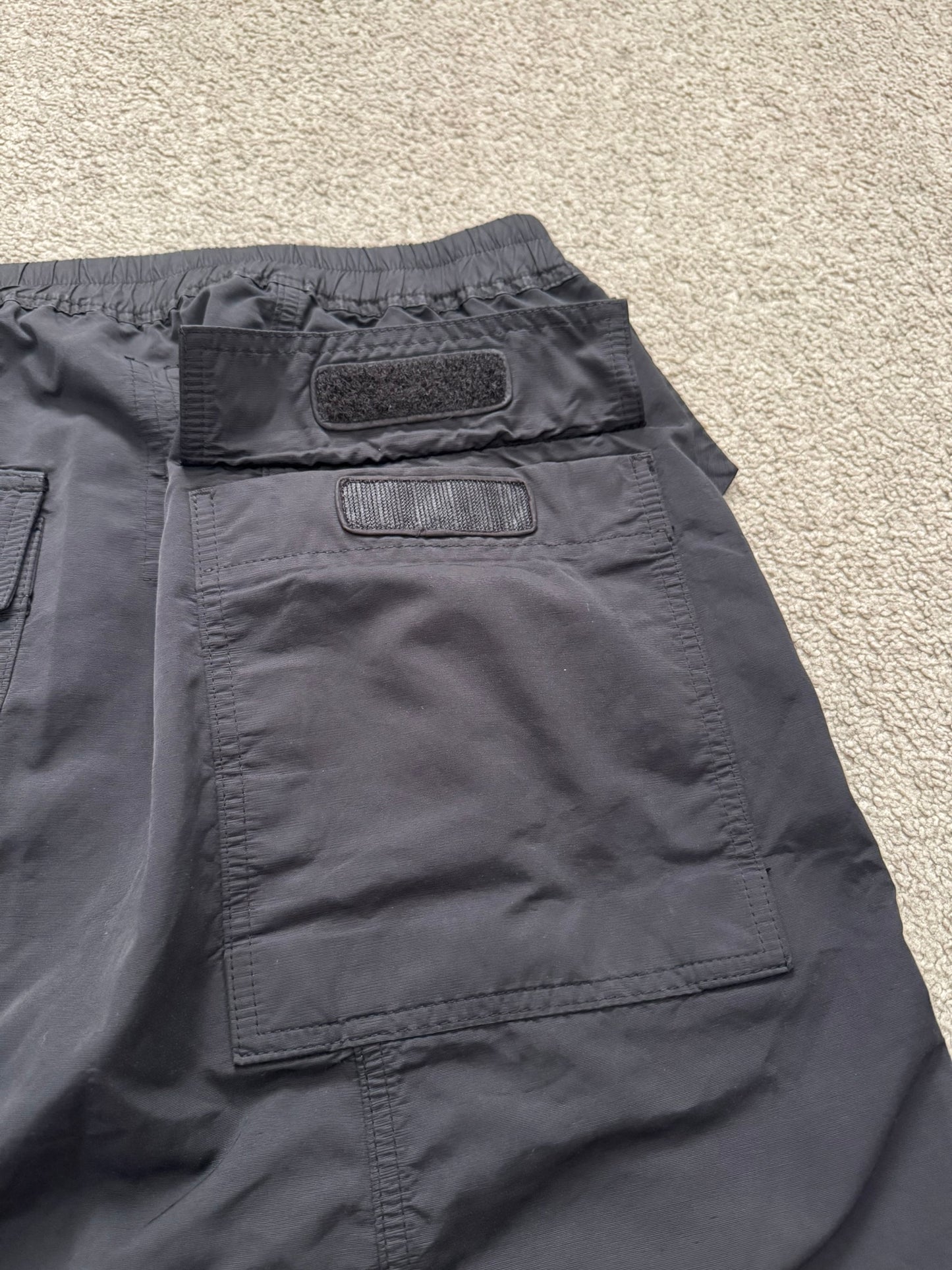 SS16 Rick Owens DRKSHDW Black Nylon Memphis Cargo Pods Shorts