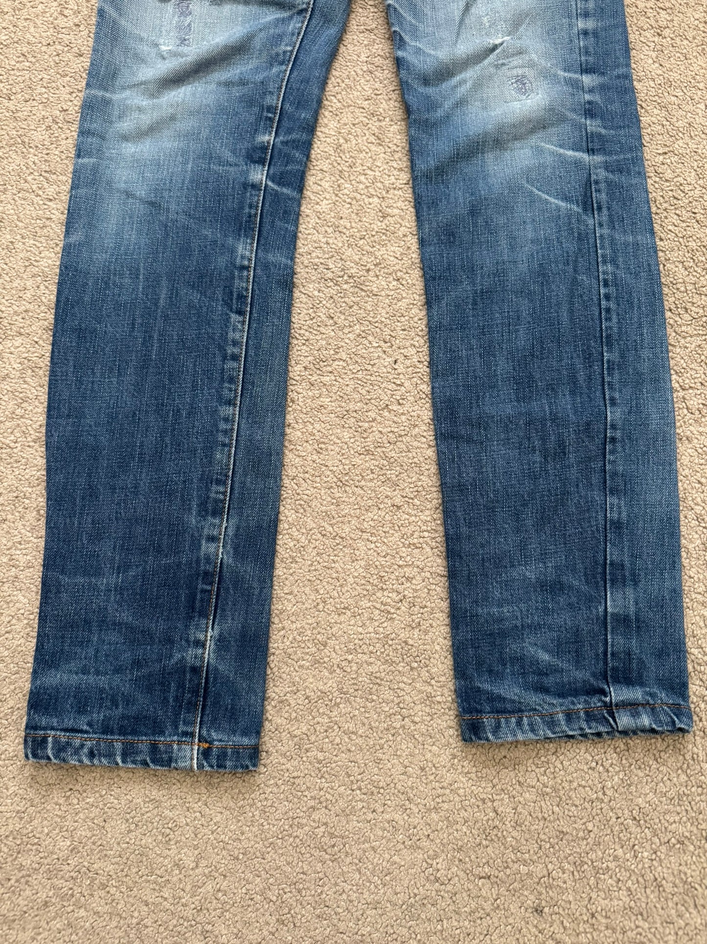 AW06 Dior Homme by Hedi Slimane Distressed Washed Repaired Denim Jeans