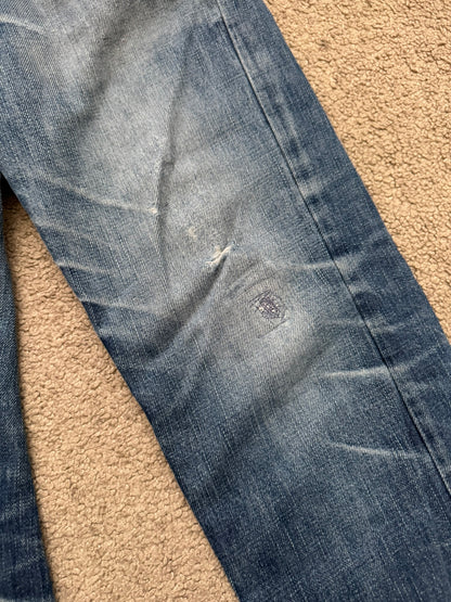 AW06 Dior Homme by Hedi Slimane Distressed Washed Repaired Denim Jeans