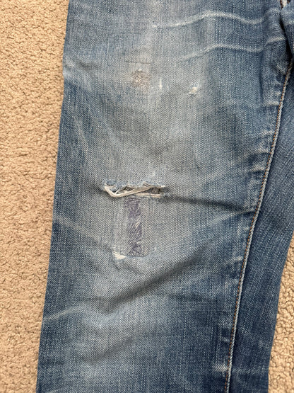 AW06 Dior Homme by Hedi Slimane Distressed Washed Repaired Denim Jeans