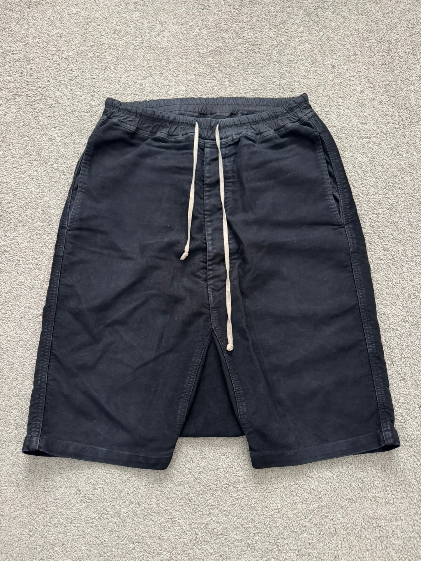 FW14 Rick Owens DRKSHDW Black Cotton Moleskin Pods Shorts