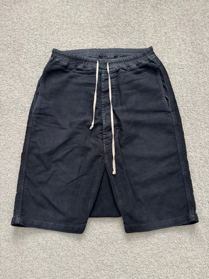 FW14 Rick Owens DRKSHDW Black Cotton Moleskin Pods Shorts