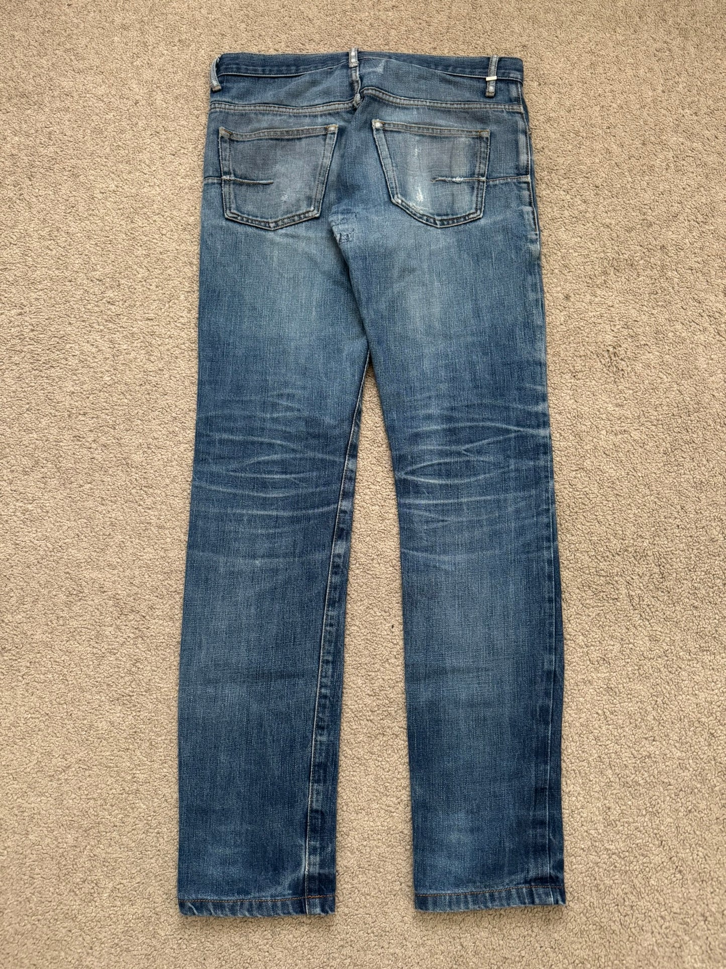 AW06 Dior Homme by Hedi Slimane Distressed Washed Repaired Denim Jeans