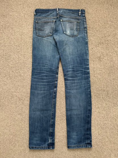 AW06 Dior Homme by Hedi Slimane Distressed Washed Repaired Denim Jeans