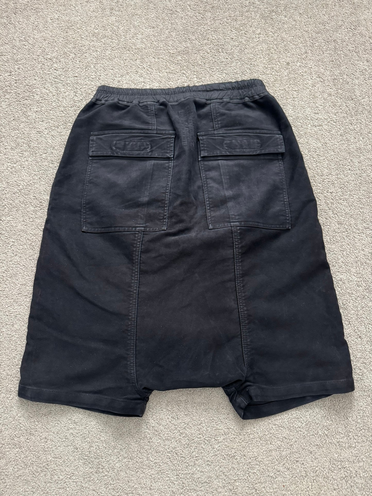 FW14 Rick Owens DRKSHDW Black Cotton Moleskin Pods Shorts
