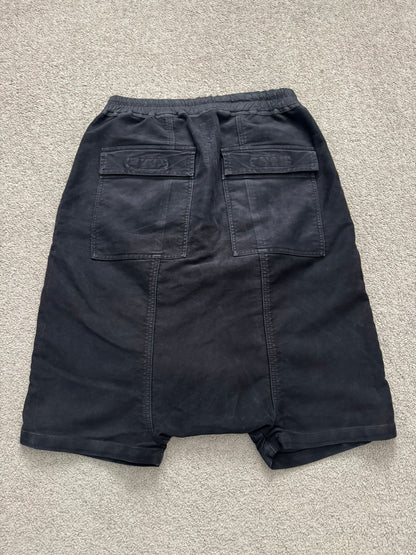 FW14 Rick Owens DRKSHDW Black Cotton Moleskin Pods Shorts