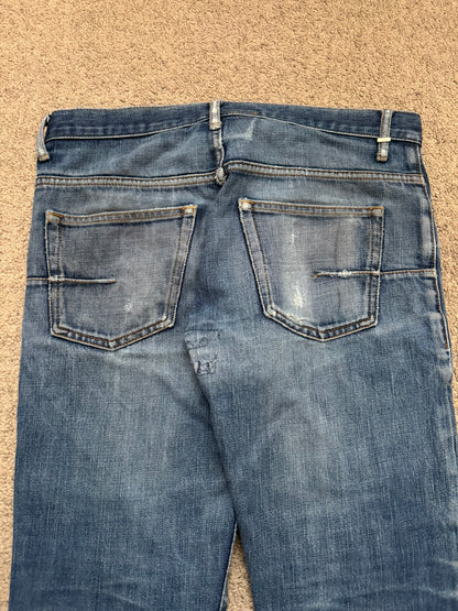 AW06 Dior Homme by Hedi Slimane Distressed Washed Repaired Denim Jeans