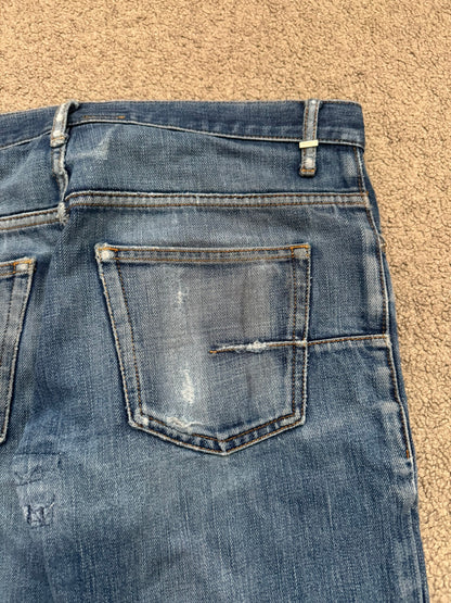 AW06 Dior Homme by Hedi Slimane Distressed Washed Repaired Denim Jeans