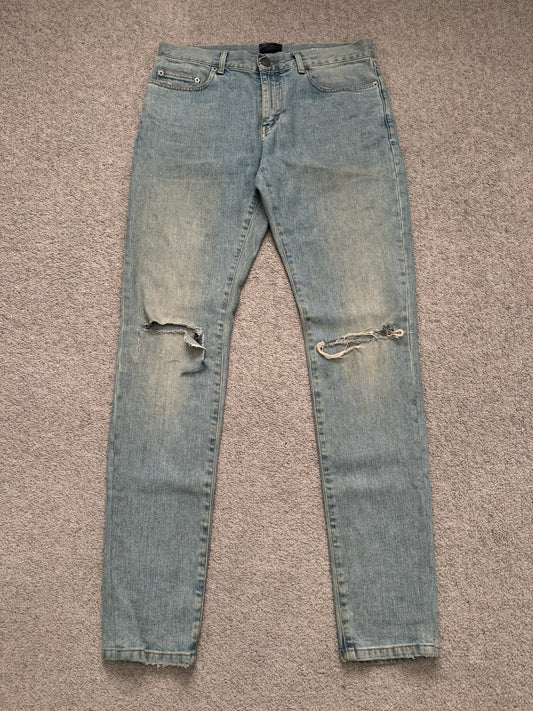 FW15 Saint Laurent by Hedi Slimane Knee Slit D02 Denim Jeans