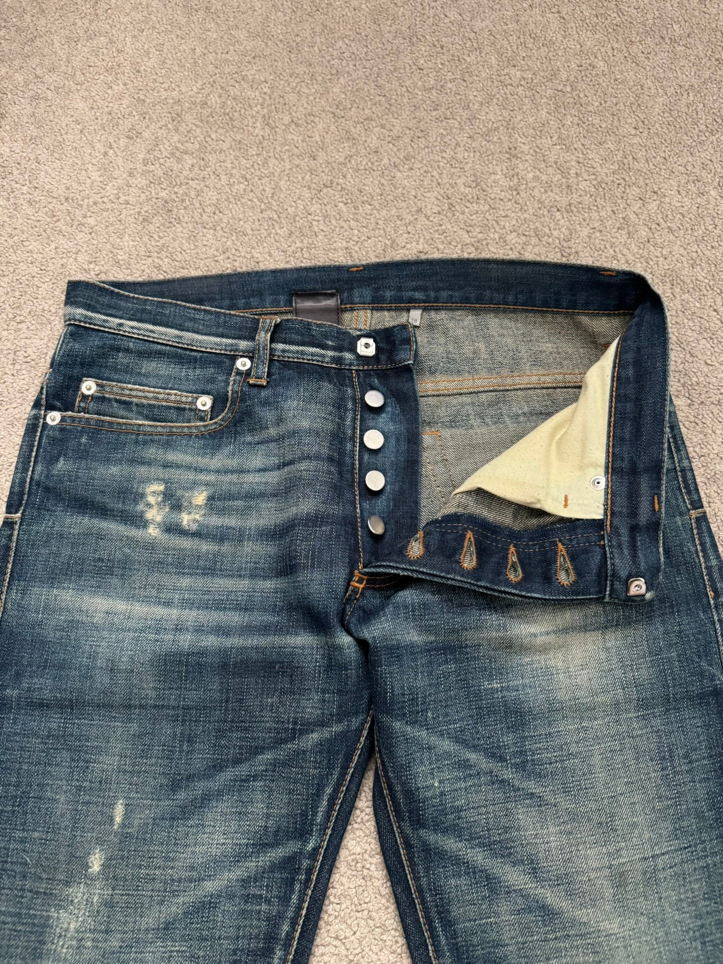 AW06 Dior Homme by Hedi Slimane Dust Wash Distressed Denim Jeans