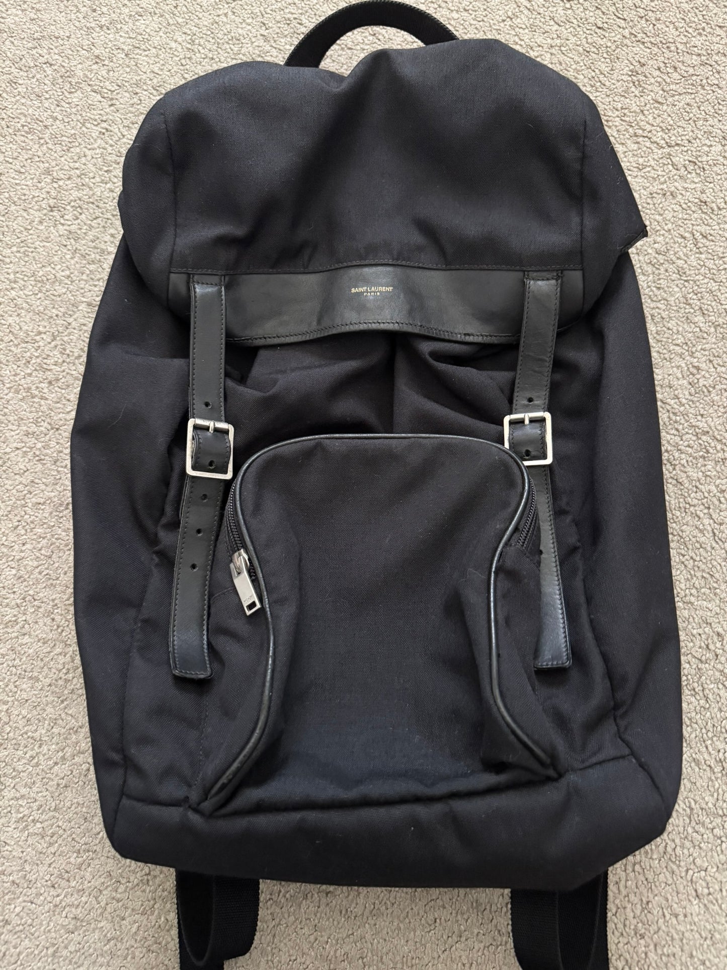 FW16 Saint Laurent by Hedi Slimane Canvas/Leather City Backpack